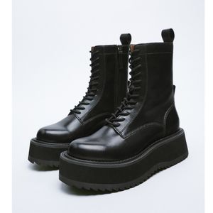 Zara leather combat boots